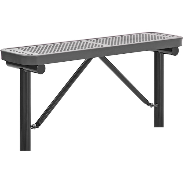 Global Industrial 4ft Outdoor Steel Flat Bench, Perforated Metal, In Ground Mount, Gray 695742IGY - main